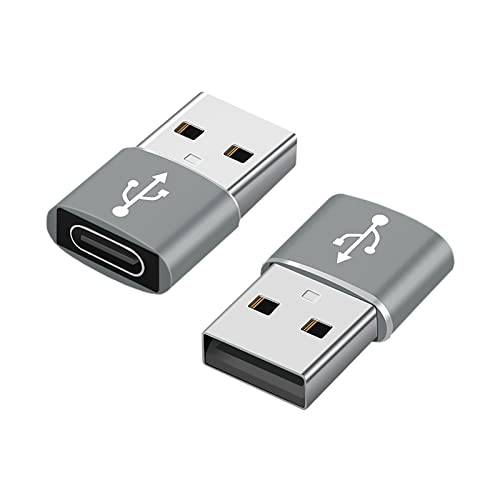 USB Male to USB C Female 어댑터 2-Pack, UV-CABLE 타입 A to USBC 충전기 케이블 파워 컨버터, 변환기 아이폰, 미니 맥스, 삼성, i-Watch 시리즈, Afor 노트북 오큘러스 퀘스트 링크 로지텍 StreamCam, etc