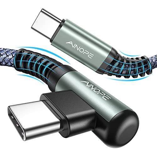 USB C to USB C 케이블 60W 3.1A, [2-Pack 3.3ft] AINOPE USB 타입 C 케이블 직각, 호환가능한 삼성 갤럭시 S21 S20, 노트 20 울트라 10 9 8, 맥북 에어/ 프로 13’’, 아이패드 미니 6/ 프로/ 에어 2020,