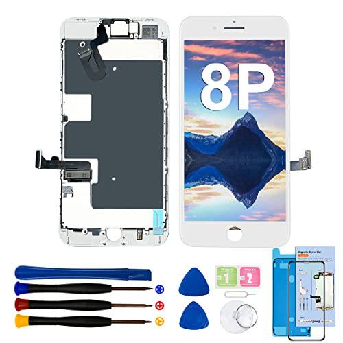 5.5 인치 아이폰 8 Plus(A1864, A1897, A1898) 스크린 교체용, 3D 터치 LCD 디지타이저 디스플레이 아이폰 8 플러스, 수리 툴 키트 포함 전면 카메라 and 이어폰 and 센서 Components(White)