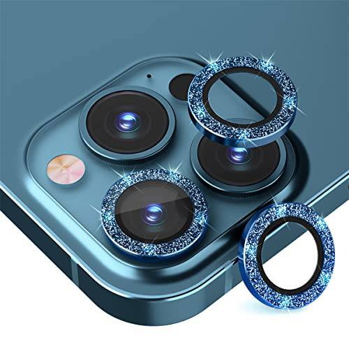 [3 팩] Suoman 아이폰 12 프로 맥스 카메라 렌즈 보호,  강화유리 카메라 보호 아이폰 12 프로 맥스 6.7 인치 [글리터, 빤짝이 다이아몬드] [스크레치 방지] - 블루