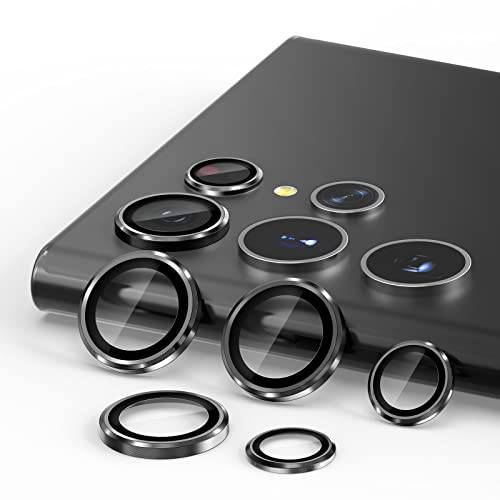 imluckies 카메라 렌즈 보호 삼성 갤럭시 S22 울트라 (2022), Scratch-resistant 강화유리 후면 카메라 렌즈 보호, 알루미늄 합금 풀 호환 렌즈 링 커버, 블랙