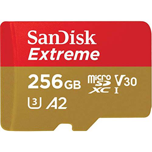 SanDisk 256GB 익스트림 마이크로 SDXC UHS-I 메모리 카드 어댑터포함 - up to 160MB/ S, C10, U3, V30, 4K, A2, 마이크로 SD - SDSQXA1-256G-GN6MA