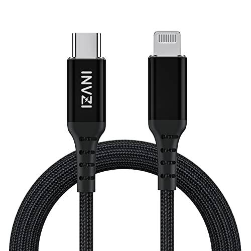 INVZI USB C to 라이트닝 케이블, 6.6ft 고속충전 아이폰 충전 케이블 나일론 Braided 아이폰 13 프로 맥스/ 프로/ 미니, 아이폰 12 프로 맥스/ 미니/ 프로, 아이폰 11 프로 맥스, Xs, XR, 아이패드 9, 8, 에어팟 프로 3