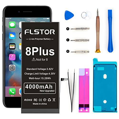 4000mAh 배터리 아이폰 8 플러스, FLSTOR 2022 New 업그레이드 0 싸이클 배터리 교체용 아이폰 8 플러스 A1864, A1897, A1898 Complete 프로페셔널 수리 툴 키트