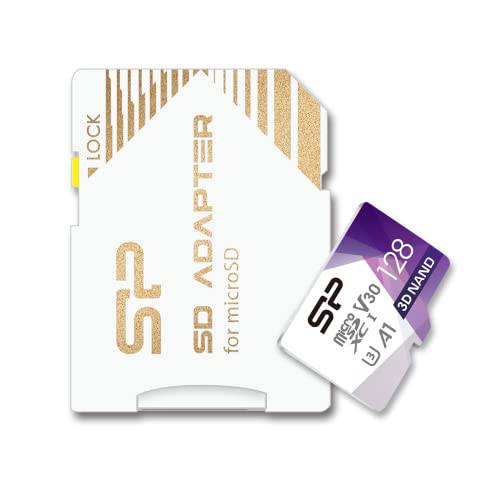 실리콘 파워 128GB 마이크로 SD 카드 U3 SDXC Up to 100MB/ s 고속 메모리 카드 어댑터포함 캠 and 드론