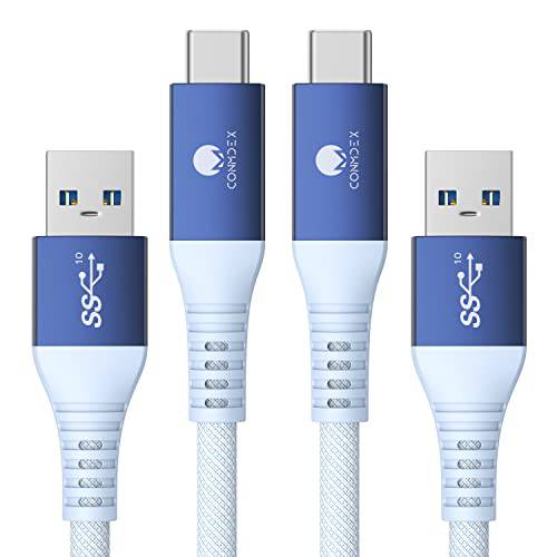 타입 C 충전기 고속충전, Conmdex [2-Pack, 2ft] USB 3.1 세대 2 안드로이드 오토 USB C 케이블, 3A USB-A to USB-C 삼성 폰 충전기 케이블, 10Gbps 데이터 케이블 갤럭시 S22 S21 S10 노트 20 10, 블루