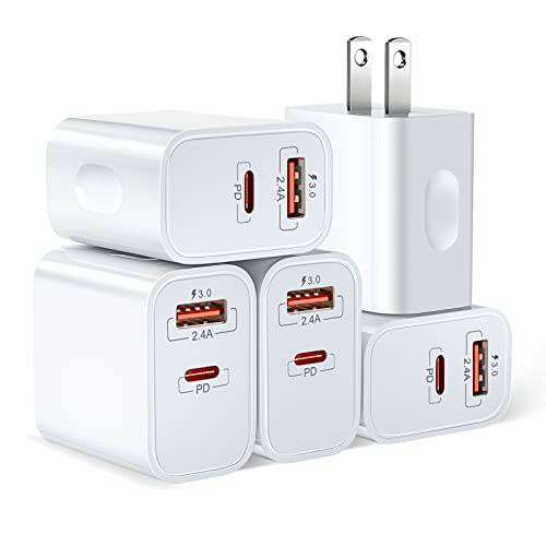 20W USB C 충전기, Bangfun 듀얼 포트 PD 고속충전기+  퀵 충전기 3.0 타입 C 벽면 충전기 플러그 호환가능한 아이폰 13/ 12 프로/ 11 프로 맥스, XR/ Xs/ SE/ 8/ 7, 삼성 S21/ S20(White)