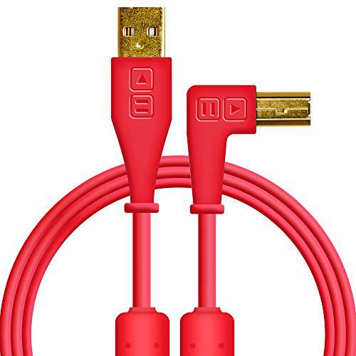 크로마 케이블: 오디오 최적화 USB-A to USB-B Right-Angle 케이블 (레드)