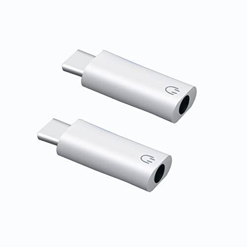 rgzhihuifz USB C to 3.5mm 오디오 헤드폰 잭 어댑터 타입 C Aux DAC 이어폰 스테레오 마이크 하이파이 직각 동글 호환가능한 아이패드 미니 6 아이패드 프로 에어 4 2021, 삼성 S21 울트라 S20 탭 S7 2 팩