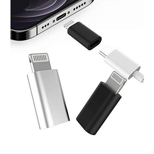USB C to 라이트닝 Adapter(3Pack) 라이트닝 Male to USBC Female 어댑터 타입 c 포트 파워 충전기 플러그 충전 케이블 커넥터 애플 아이폰 12 11Pro 맥스 미니 X/ XR/ Xs/ SE/ 8/ 7Plus 아이패드 에어