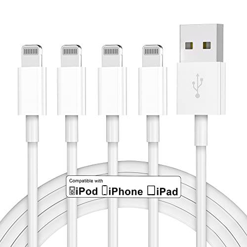 4Pack 애플 MFi 인증된 아이폰 충전기 케이블 6ft, 애플 라이트닝 to USB 케이블, 6 Feet 롱 애플 고속충전 아이폰 13/ 12/ 11/ 11Pro/ 11Max/ X/ Xs/ XR/ XS 맥스/ 8/ 7/ 6