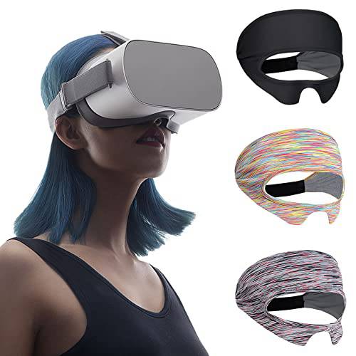 VR 아이 마스크, VR 마스크 Sweat 가드 오큘러스 퀘스트 2, 벨크로 조절가능 통기성 VR Sweat 밴드 퀘스트 2, HTC Vive, PS/ 기어 VR Sweat 흡수 헤드밴드 운동 슈퍼내추럴 (3pcs)