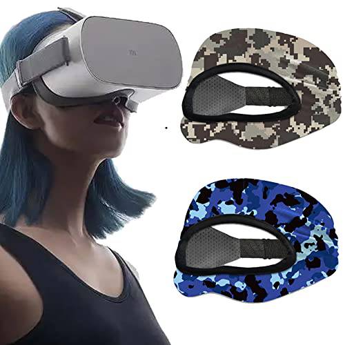 VR 아이 마스크 커버 VR 마스크 Sweat 밴드, 교체용 실리콘 페이스 커버 패드 조절가능 통기성 VR Sweat 밴드 오큘러스 퀘스트 2, HTC Vive, PS, 기어, VR 운동 - 2PC (카모플라쥬)