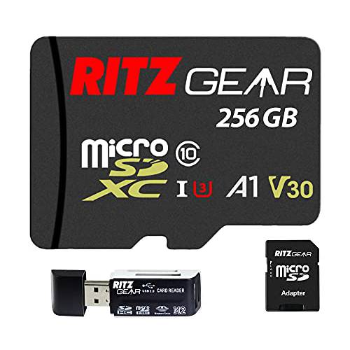 리츠크래커 기어 익스트림 퍼포먼스 256GB MicroSDXC 메모리 카드, Class10 V30 A1 U3 UHS1, 마이크로 SD 카드 호환가능한 게이밍 콘솔, 카메라, 스마트폰…