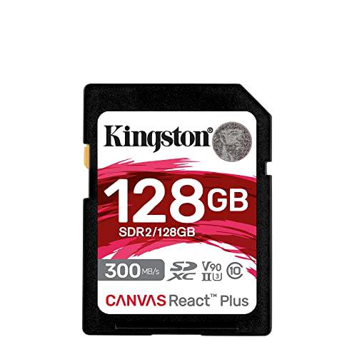 Kingston 캔버스 React 플러스 128GB SD 카드 | SDXC UHS-II | 300R/ 260W U3 V90 | 풀 HD/ 4K/ 8K | SDR2/ 128GB