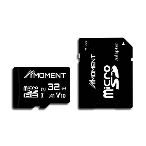 MMOMENT 마이크로 SDHC 카드, A1, UHS-I, U1, V10, Class 10 호환가능한, Read 스피드 Up to 90 MB/ S, SD 어댑터 포함 (32GB,  블랙 - A1, U1, V10)
