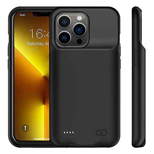 배터리 케이스 아이폰 13 Pro(6.1 인치), 7000mAh Ultra-Slim 휴대용 충전기 케이스 충전식 배터리 팩 충전 케이스 호환가능한 아이폰 13 Pro-Black