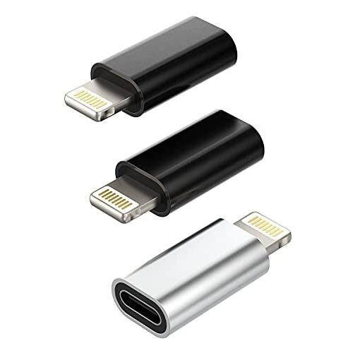 3Pack, USB C Female to 호환가능한 라이트닝 Male 어댑터 타입 c 파워 충전기 플러그 충전 케이블 커넥터 애플 호환가능한 아이폰 12 11Pro 맥스 미니 X/ XR/ Xs/ SE/ 8/ 7Plus 6s 6 5s 아이패드 에어