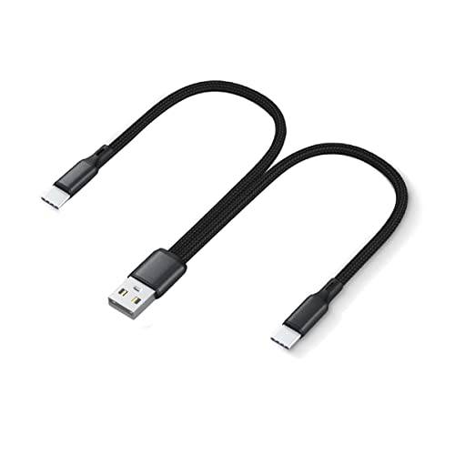 듀얼 USB C 충전 케이블 4ft 2Pack 멀티 USB 충전 케이블 2 in 1 타입 C 다양한 충전 케이블 듀얼 Type-C 커넥터 Most 휴대폰&  태블릿 (블랙, 2 팩)