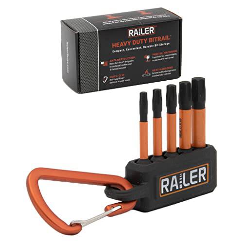 Railer 더블 사각 드라이버 비트 세트 - 프리미엄 S2 스틸 2 인치 임팩드라이버 5-Piece 트레일러 비트 세트 A 툴 스토리지 비트 홀더&  카라비너
