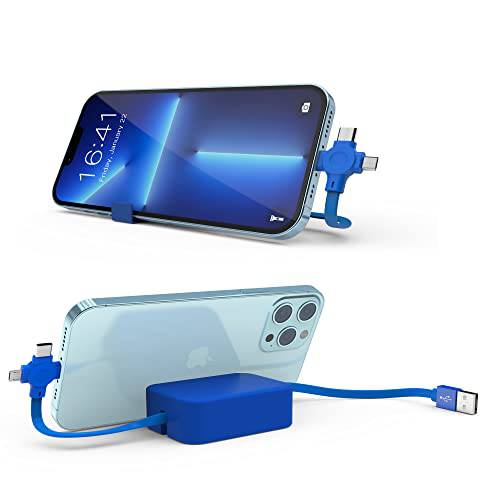 Multi-Charging-Cable& 폰 스탠드 데스크, INGCTON 개폐식 USB 충전기 케이블, 아이폰 충전기, OTG 어댑터, 호환가능한 모든 4-8’’ 휴대폰, Like 아이폰/ 구글/ 삼성 스마트 폰.