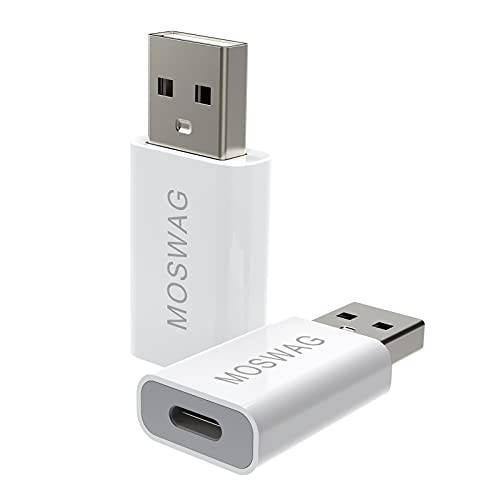 MOSWAG 2 팩 USB C to USB 어댑터 USB Male to USB C Female 어댑터 USB C 어댑터 화이트 호환가능한 애플 MagSafe 충전기, 아이맥, 맥북 프로, 맥북, 노트북, PC, 컴퓨터 and More