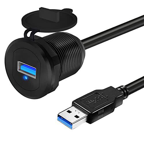 싱글 포트 USB 3.0 자동차 마운트 플러시 케이블, USB3.0 Male to Female 연장 자동차 트럭 보트 오토바이 대쉬보드 패널 3ft GOBGOD