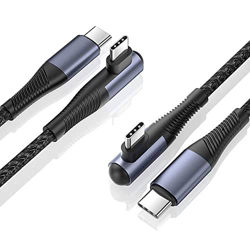 USB C to USB C 케이블 60W, Deegotech [2-Pack 10Ft] 직각 나일론 Braided 타입 C to 타입 C 케이블, PD 고속충전기 호환가능한 갤럭시 S22 S21/ S20/ Note20 맥북/ 에어 아이패드 프로/ 에어