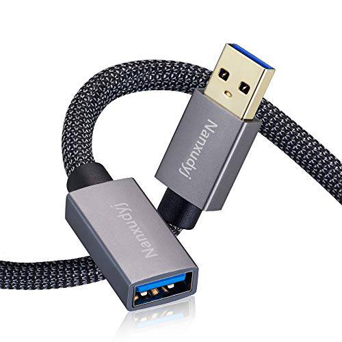 Nanxudyj USB 3.0 연장 케이블 2ft/ 0.6m, USB 확장기 케이블 타입 A Male to A Female 데이터 전송 케이블 5Gbps 플레이스테이션, 엑스박스, 오큘러스 VR, USB 플래시 드라이브, 카드 리더, 리더기, 하드 드라이브, 키보드, 프린터