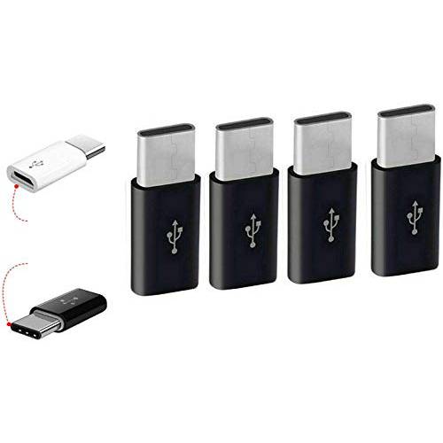 마이크로 USB to USB C 어댑터, USB 타입 C 어댑터 변환 커넥터 저항기,  고속충전 삼성 갤럭시 S10 S9 S8 플러스 노트 9 8, 맥북, LG V30 G5 G6, Moto Z2 플레이 (블랙)