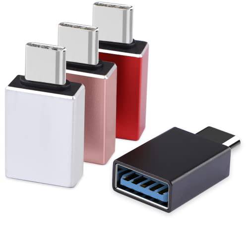 VAKS USB C to USB Adapter(4 팩), OTG USB C Male to USB A Female 어댑터 호환가능한 맥북 프로 2020, 삼성 노트북 9, Dell XPS and More 타입 C 디바이스, 4 팩