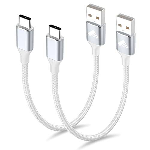 USB C 케이블 숏 고속충전 케이블 1Ft 2pack USB A to USB 타입 C 케이블 Braided 충전기 삼성 갤럭시 노트 10/ 10+ 플러스/ 9/ 8, S10 S10E, S20 S9 S8, A10e A20 A40 A80 A50 A70