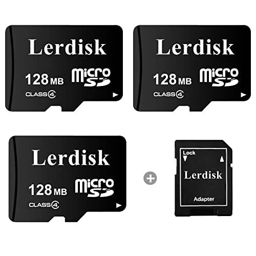 Lerdisk Factory Wholesale 3-Pack 마이크로 SD 카드 128MB Class 4 in 벌크, 대용량 스몰 용량 SD 어댑터 생산 by 3C Group Authorized Licencee (128MB 스몰 용량)