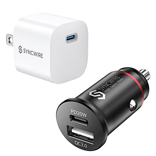 Syncwire USB C 차량용충전기 38W USB C 벽면 플러그 20W 아이폰 12/ 12 프로/ 12 프로 맥스/ 11/ Xs, 삼성 and More