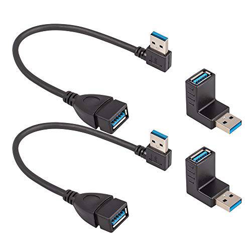 USB 3.0 어댑터 and USB 3.0 연장 케이블, YuCool 왼쪽 and 직각 연장 데이터 케이블 and 버티컬 Up and 다운 앵글 커플러 커넥터