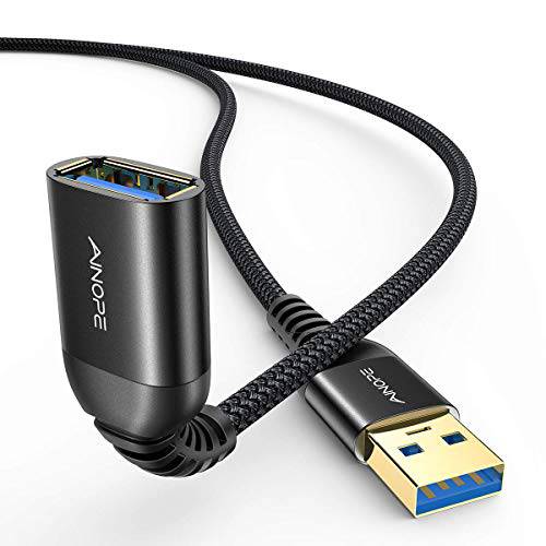 2 팩 AINOPE USB 3.0 연장 케이블 타입 A Male to Female 연장 케이블 6.6FT 듀러블 Braided 재질 고속 데이터 전송 호환가능한 USB 키보드, 마우스, 플래시 드라이브, 하드 드라이브, Printer-Black