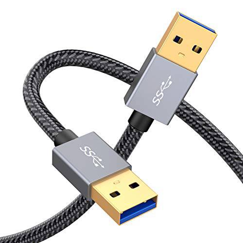 USB to USB 케이블, FXAVA USB to USB 나일론 Braided USB Male to Male  하드디스크 인클로저, DVD 플레이어, 노트북 쿨 - 2FT