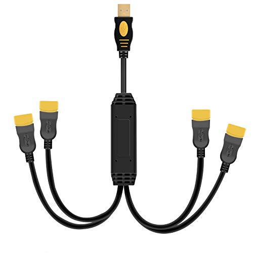USB 4 포트 분배기 케이블, FAOTUR USB 타입 B 분배기 1 Male to 4 Female USB 2.0 Y 어댑터 파워 케이블 연장 허브 고속 충전/ 데이터 전송/ 노트북/ Mac/ 자동차, 30cm