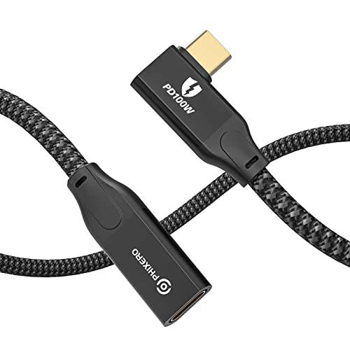 [20Gbps, 100W] 직각 USB C 연장 케이블 1.6ft, PHIXERO USB C 3.2 세대 2x2 Male to Female Extended 어댑터,  4K@60HZ 비디오 출력, 호환가능한 맥북 프로/ Air、iPad 프로 2020, 노트북