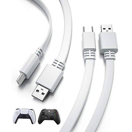 Itramax USB A to USB C 충전기 케이블 16.5FT (2 팩), 롱 플랫 Type-A 2.0 to USBC 충전 파워 케이블 호환가능한 PS5/  플레이스테이션 5, 엑스박스 시리즈 X/ S, 스위치 프로 컨트롤러 15, 화이트