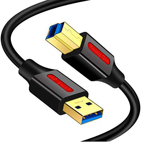 USB 3.0 케이블 A Male to B Male 1 ft, 초고속 USB 3.0 타입 A to B Male 케이블 호환가능한 프린터, 탈부착 스테이션, 외장 하드 드라이버, 스캐너, USB 허브 and More 디바이스 (1FT/ 0.3M)