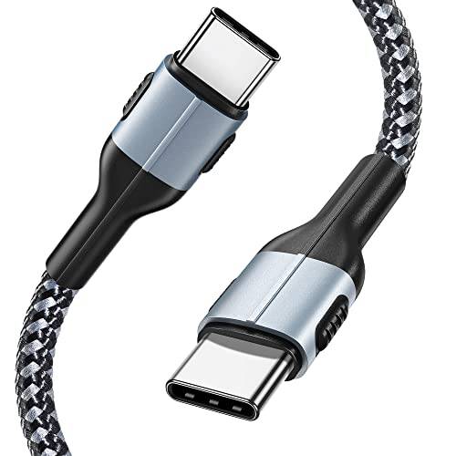 USB C 케이블 to USB C 60W 3.1A, [6.6ft] Vakoo 타입 C to 타입 C 케이블 직각, 호환가능한 삼성 갤럭시 S22 울트라/ 갤럭시 S22/ S10/ 갤럭시 A13/ A12, 맥북 에어/ 프로 13’’, 스위치, 픽셀, LG