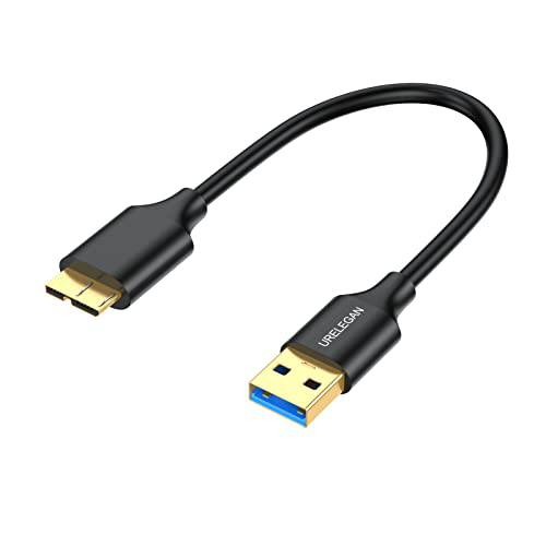 USB 3.0 to 마이크로 B 케이블 1 Feet, USB 타입 A to 마이크로 B 케이블 Male to Male Gold-Plated 커넥터 호환가능한  하드디스크, 삼성 갤럭시 S5, 노트 3, 카메라 and More
