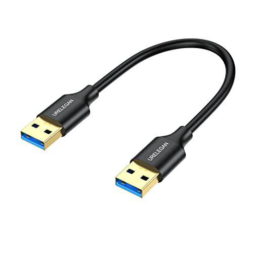 USB to USB 케이블 1 Feet, URELEGAN USB 3.0 Male to Male USB 타입 A 케이블 Gold-Plated 커넥터 데이터 전송 호환가능한  하드디스크, 노트북, DVD 플레이어, TV, 모니터, 카메라 and More