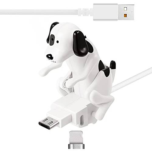 휴대용 흩어진 강아지 충전 케이블, 스마트폰 USB 케이블 충전기 USB 데이터 전송 Spotted 강아지, Humping 강아지 고속충전기 케이블 안드로이드 Type-C 다양한 모델 휴대폰. Funny 장난감 (화이트 iOS)