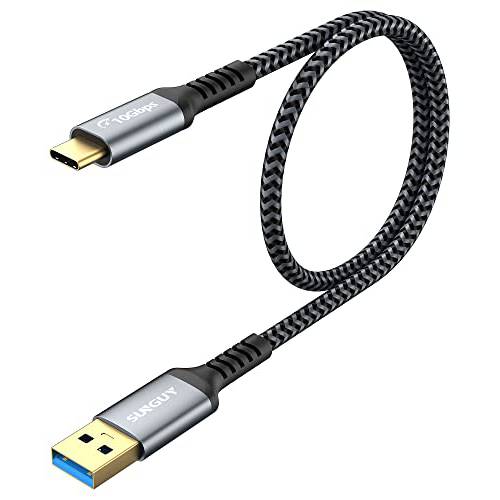 SUNGUY 1.5FT USB C to USB 3.1 USB 3.2 Gen2 10Gbps 케이블, 3A 고속충전 데이터 전송 안드로이드 오토 USB A to C 케이블, 호환가능한 USB C 외장 SSD, 갤럭시 S21 S20 S10 S10E 노트 20, 픽셀 6 5