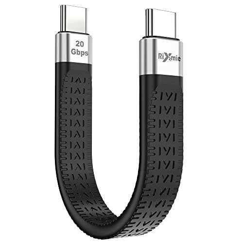 Rixmie 숏 USB-C 케이블 [5 인치], 100W PD 고속충전, 2022 New USB C to USB C 숏 케이블, 썬더볼트 3 맥북, 안드로이드 오토, 외장 SSD and More Type-C 디바이스; 20Gbps 데이터 전송