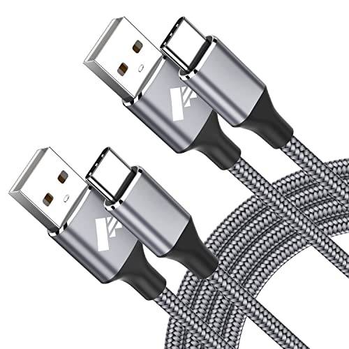 [2-Pack, 6FT] USB C 케이블 3A 고속충전 Aioneus USB A to 타입 C 충전기 케이블 삼성 갤럭시 S22 S21 A01 A02s A03s A11 A12 A13 A20 A21 A32 A42 A50 A52 A53, Moto Z4 G7, LG K51 Stylo 6 5 4, PS5