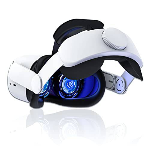 Xiufavty VR 헤드셋 스트랩 악세사리 오큘러스 퀘스트 2, 조절가능 헤드밴드 and 버튼 헤드 쿠션 교체용 Elite 스트랩, 보호 감소 압력 VR 헤드셋