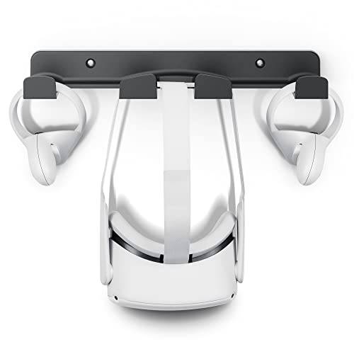 SOKUSIN VR 벽면 마운트 - 스토리지 스탠드 디스플레이 홀더 후크 오큘러스 퀘스트 2/ 퀘스트/ 리프트/ 리프트 S/ 밸브 인덱스/ HTC Vive/ HP 리버브 G2/ 플레이스테이션 VR 헤드셋, 게이밍 컨트롤러 행거 스페이스 절약